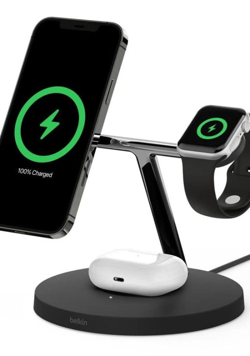 Belkin BoostCharge PRO 3-in-1 Qi2 15W Wireless Charger Stand MagSafe 2024 Model - Black